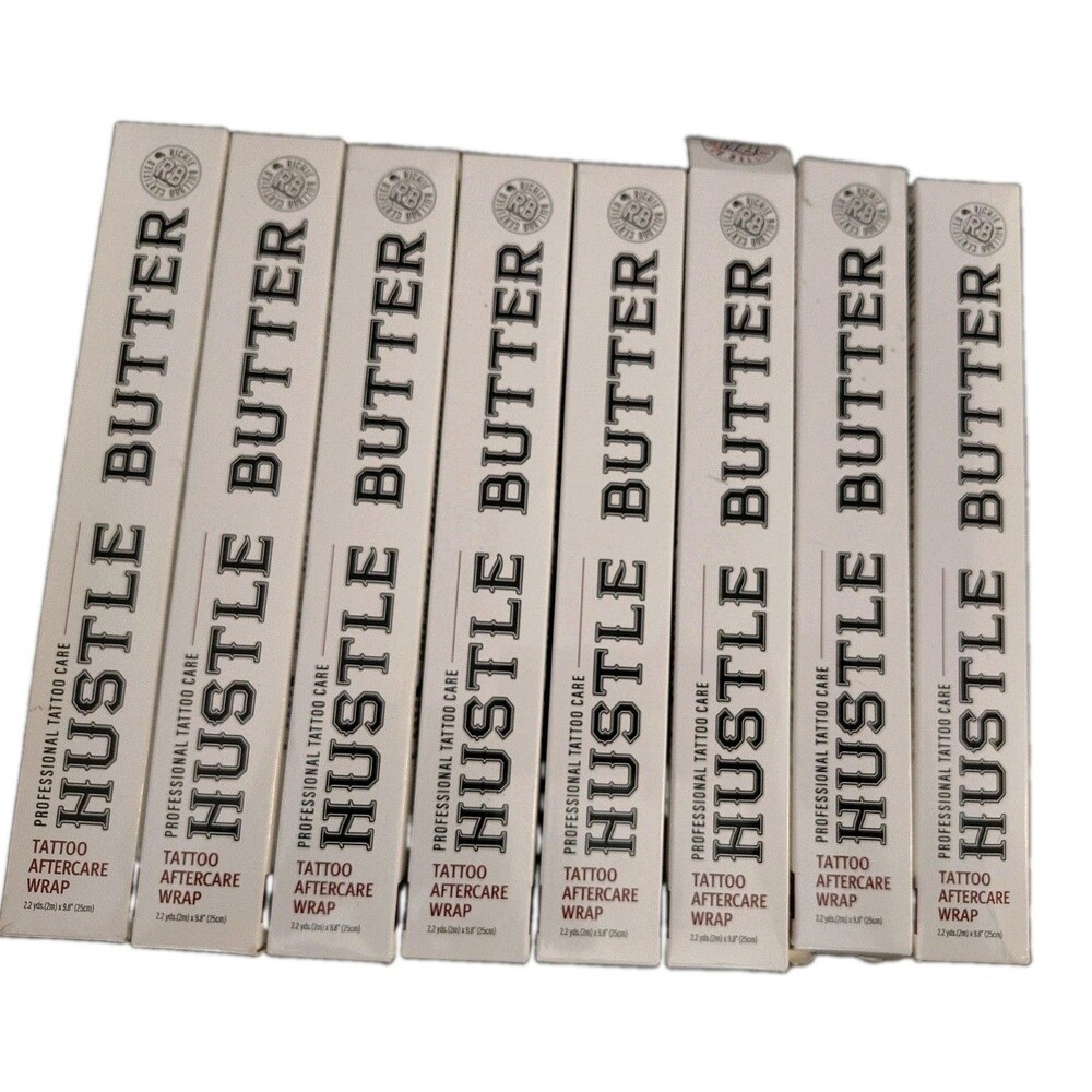 Lot of 8 Hustle Butter Tattoo Aftercare Wrap 9.8”x2.2 Yds Clear Film Bandages